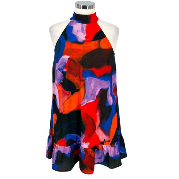 French Connection Abstract Halter Mini Shift Dress Multicolor Size XS - Picture 1 of 10
